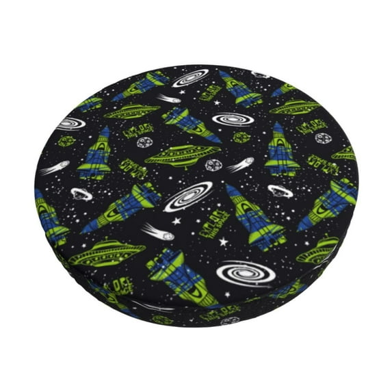 Hirioo Space Rockets for Round Bar Stool Seat Covers Washable Stool Cushion Slipcover Elastic Bar Chair Covers for 12-14 Inch Chair-13 inch
