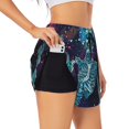 thumbnail image 1 of Hirioo Space Skeleton Meditation for Women's Double Layer Athletic Shorts High-Performance Gym Shorts with Inner Pocket, Elastic Waistband-Large, 1 of 7