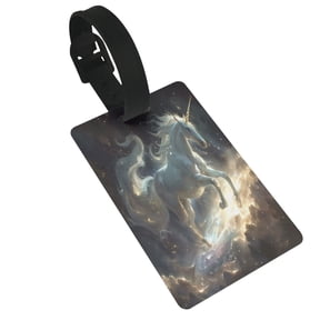 Hirioo Space White Horse for Luggage ID Tag with Adjustable Strap Travel Baggage Bag Tags Suitcase Identify Labels for Women Men