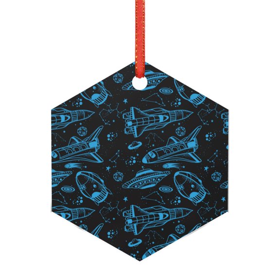 Hirioo Spacecraft for Acrylic Christmas Pendant Hanging Christmas Tree Ornaments, Car, Home, Office Gift Decor-Hexagon