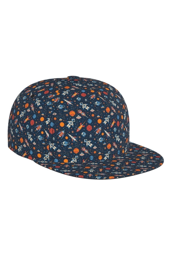 Spaceships And Stars In Outer Space for Baseball Cap Men Cap Flat Brim for Men Women Teens Adjustable Baseball Cap