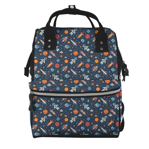 Hirioo Spaceships And Stars In Outer Space for Mummy Diaper Bag Backpack Diaper Bag Backpack for Moms and Dads Unisex Shoulder Bags Travel Hiking Outdoor Pack