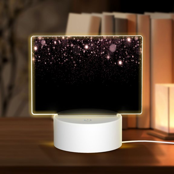 Hirioo Sparkling Pink Night Sky for Rectangular Acrylic with Night Light Best Gifts for Lover Girl Mom, Valentine's Day Anniversary Birthday Wedding Present