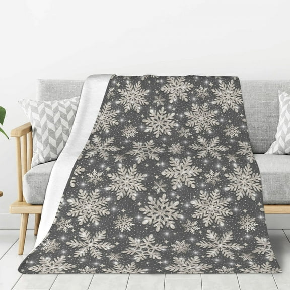 Hirioo Sparkling Snowflakes for Flannel Blanket, Cozy and Warm Throw for Bed or Couch ,Perfect for All Seasons-80"x60"