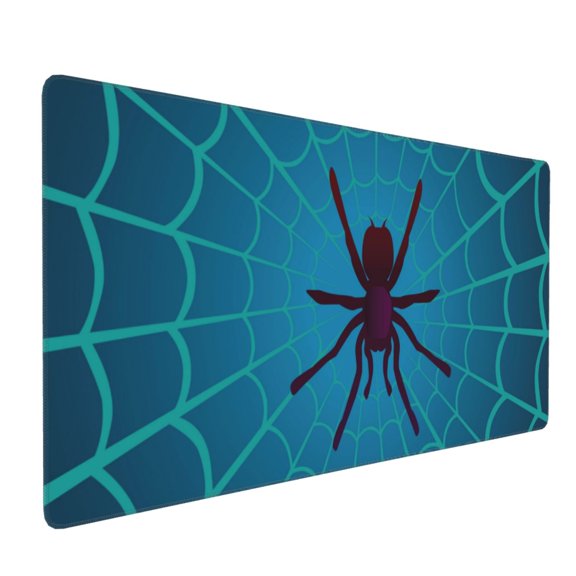 Hirioo Spider And Cobweb for Mouse Pad ,Anti-Slip Base, Durable Stitched Edges, Perfect for Gaming, Office, and Home Use,16x35.5in