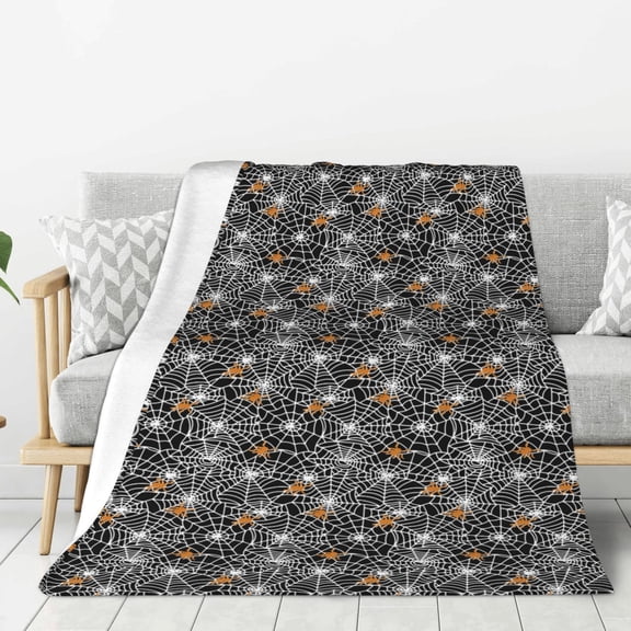 Hirioo Spider Cobweb for Flannel Blanket, Cozy and Warm Throw for Bed or Couch ,Perfect for All Seasons-40"x30"