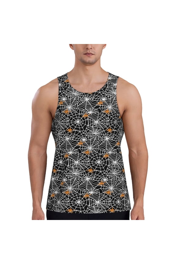 Spider Cobweb for Men's Workout Tank Top Sleeveless Shirts Quick Dry for Men-XX-Large
