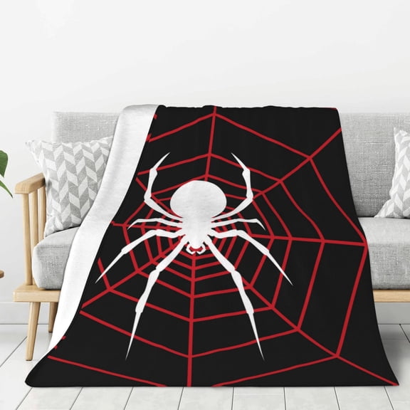 Hirioo Spider On The Web for Flannel Blanket, Cozy and Warm Throw for Bed or Couch ,Perfect for All Seasons-60"x50"