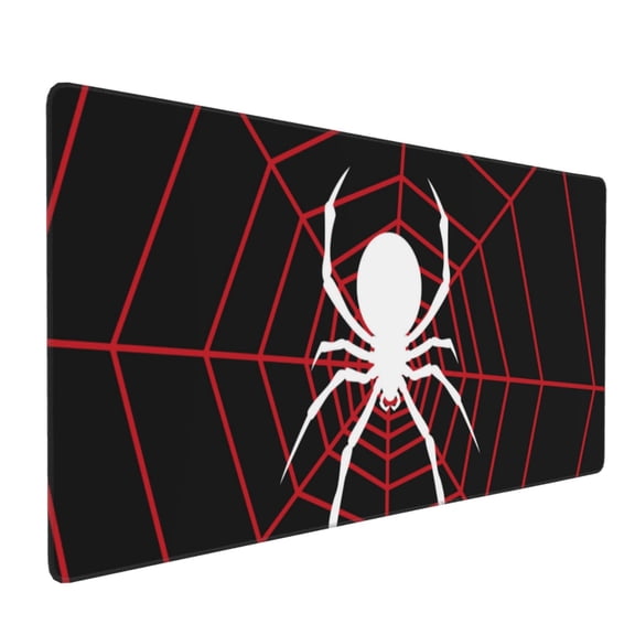 Hirioo Spider On The Web for Mouse Pad ,Anti-Slip Base, Durable Stitched Edges, Perfect for Gaming, Office, and Home Use,16x35.5in