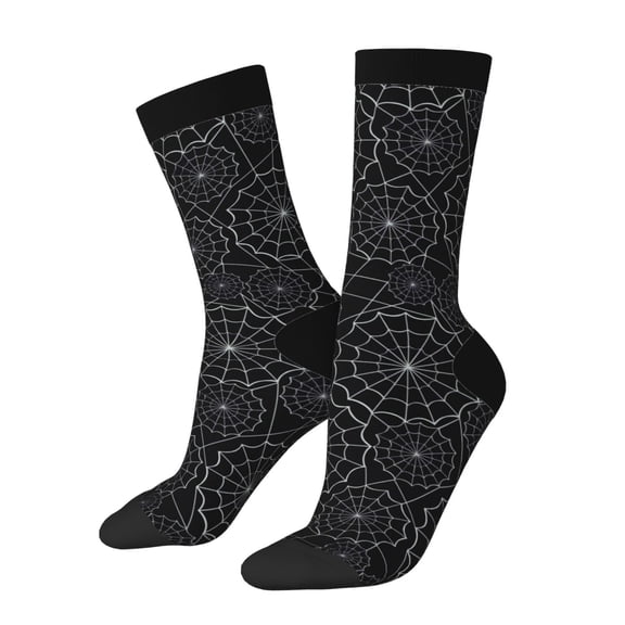 Hirioo Spider Web Black Pattern Adult Middle Tube Socks Breathable Sock Non-Pilling,Contrasting Color Design