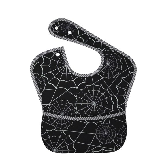 Hirioo Spider Web Black for Baby Waterproof Pocket Bib Adjustable Closed for Babies Toddlers with Large Pocket 6-24Months