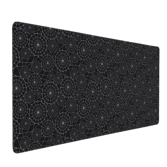 Hirioo Spider Web Black for Mouse Pad ,Anti-Slip Base, Durable Stitched Edges, Perfect for Gaming, Office, and Home Use,16x35.5in