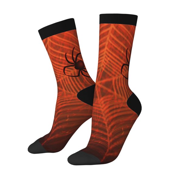 Hirioo Spider Web Pattern Adult Middle Tube Socks Breathable Sock Non-Pilling,Contrasting Color Design