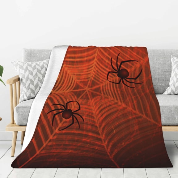 Hirioo Spider Web for Flannel Blanket, Cozy and Warm Throw for Bed or Couch ,Perfect for All Seasons-80"x60"