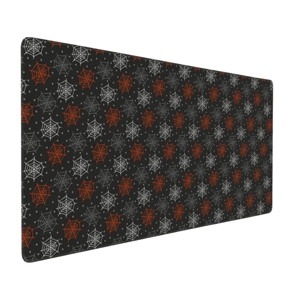 Hirioo Spider Web for Mouse Pad ,Anti-Slip Base, Durable Stitched Edges, Perfect for Gaming, Office, and Home Use,16x35.5in