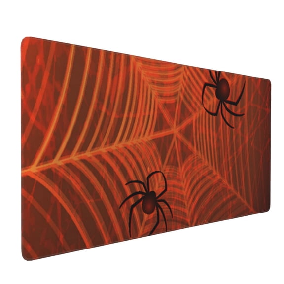 Hirioo Spider Web for Mouse Pad ,Anti-Slip Base, Durable Stitched Edges, Perfect for Gaming, Office, and Home Use,16x35.5in