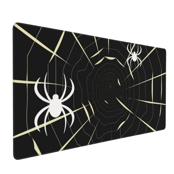 Hirioo Spiders On The Web for Mouse Pad ,Anti-Slip Base, Durable Stitched Edges, Perfect for Gaming, Office, and Home Use,16x35.5in