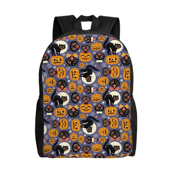 Hirioo Spooky Cats And Halloween Pumpkins for Travel Backpack for Women Men, Lightweight and Durable,Gift for Weekender, College, Work,and Outdoor Activities