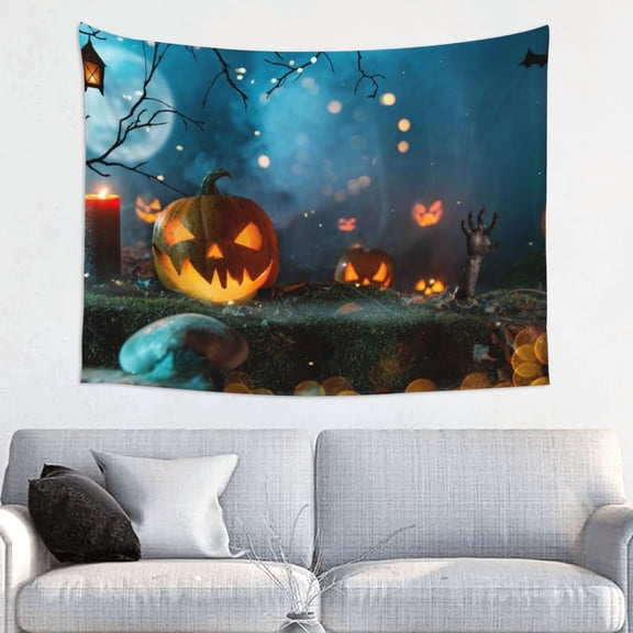 Hirioo Spooky Halloween Print Tapestry Lightweight Fabric for Bedroom Aesthetic Home Wall Dorm Dcor Living Room Decor 29x37 Inch