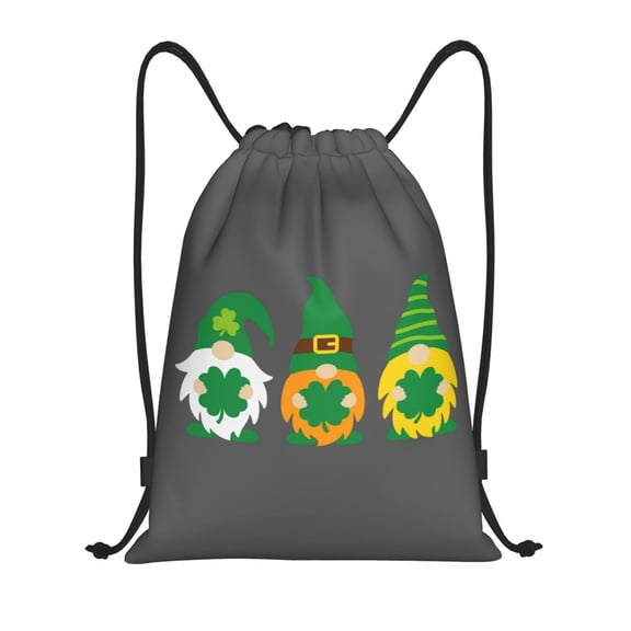 Hirioo Spring St Patrick’S Day Irish Gnomes Print Drawstring Backpack Bag Sport Versatile Sports Backpack for Gym, Travel, Swimming, Beach