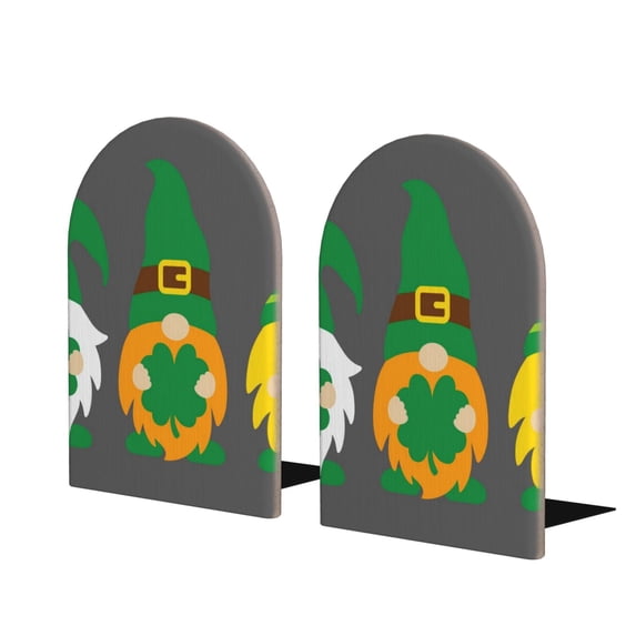 Hirioo Spring St Patrick’S Day Irish Gnomes for Bookends Decorative Bookends for Shelves for Home or Office, Non-Slip Base