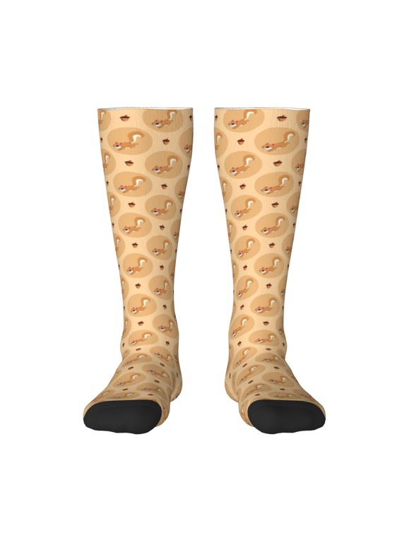 Squirrel And Nuts for Adult Stockings Breathable Sock Non-Pilling,Contrasting Color Design