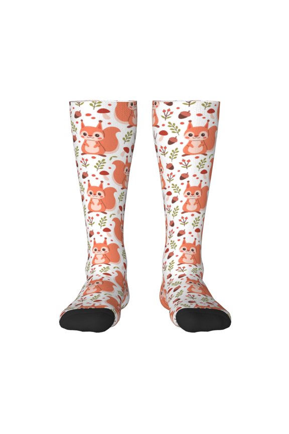 Squirrel And for Adult Stockings Breathable Sock Non-Pilling,Contrasting Color Design