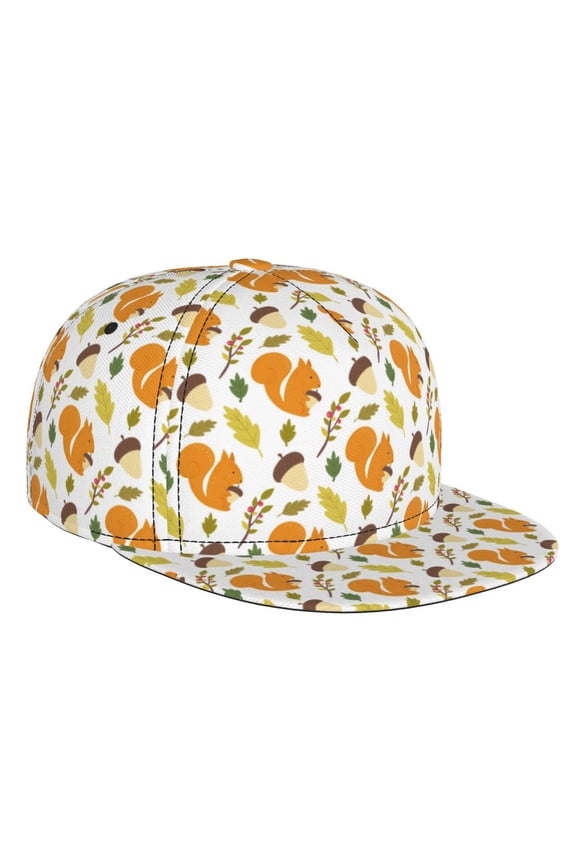 Squirrel Eating Nuts for Baseball Cap Men Cap Flat Brim for Men Women Teens Adjustable Baseball Cap