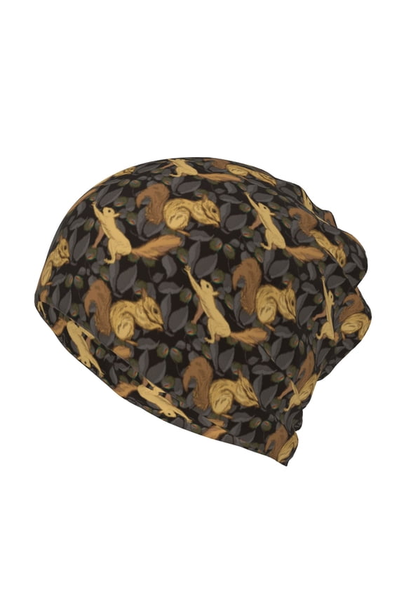 Squirrel Gathering Nuts for Multifunction Beanie Hat for Men and Women Unisex for Winter Sports, Outdoor Activities, and Daily Wear
