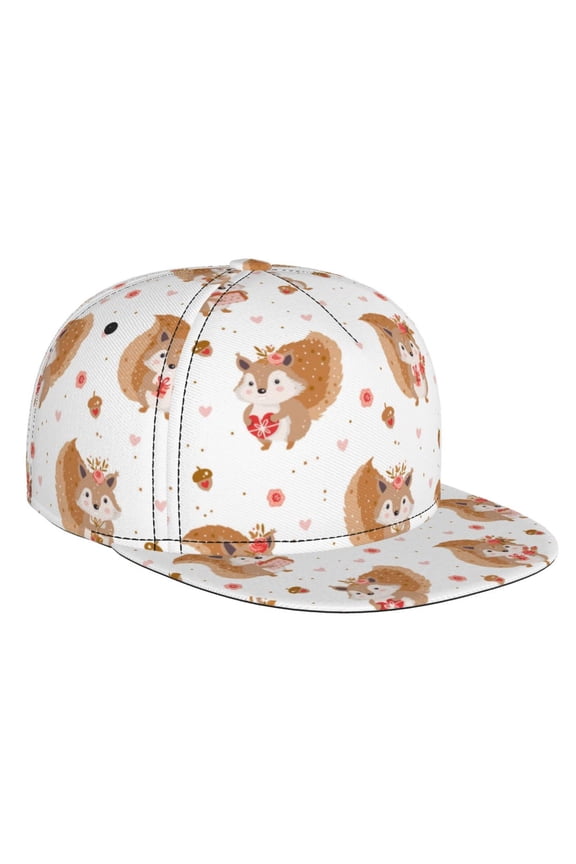 Squirrel Giving A Gift for Baseball Cap Men Cap Flat Brim for Men Women Teens Adjustable Baseball Cap
