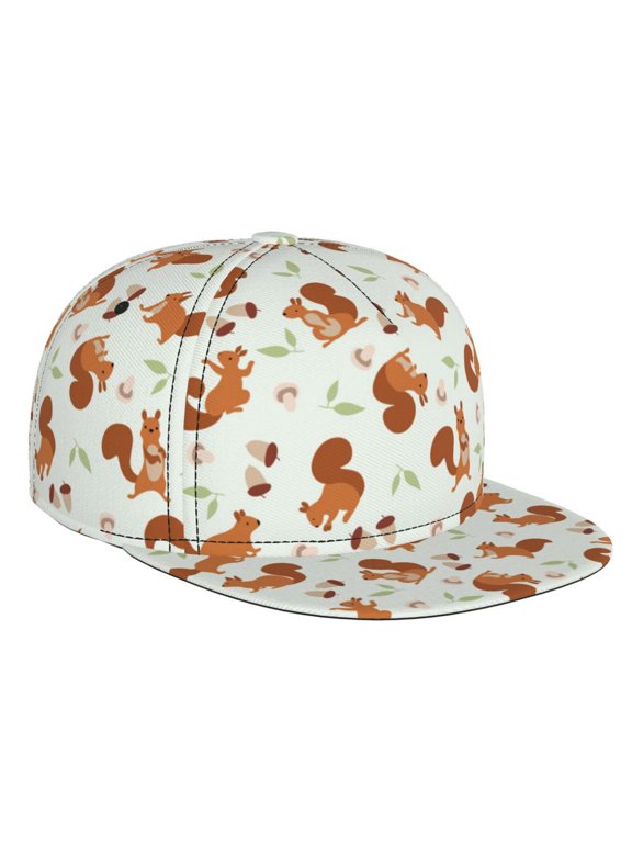 Squirrel Playing for Baseball Cap Men Cap Flat Brim for Men Women Teens Adjustable Baseball Cap