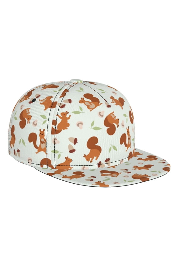 Squirrel Playing for Baseball Cap Men Cap Flat Brim for Men Women Teens Adjustable Baseball Cap