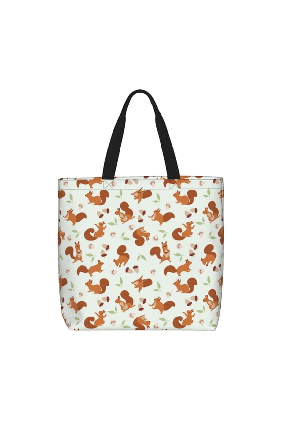 Squirrel Playing for Tote Bag for Women, Quilted Shoulder Bag with Zipper, Large Capacity Handbags for Casual, Travel, Work