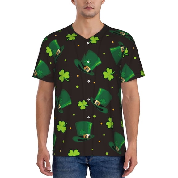 Hirioo St. Patrick's Day8 for Men's Baseball T-shirt Shirts Short Sleeve Casual Summer Button Stretch T Shirts,Size S-4XL-Medium