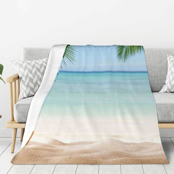 Hirioo Starfish in Beach for Flannel Blanket, Cozy and Warm Throw for Bed or Couch ,Perfect for All Seasons-60"x50"