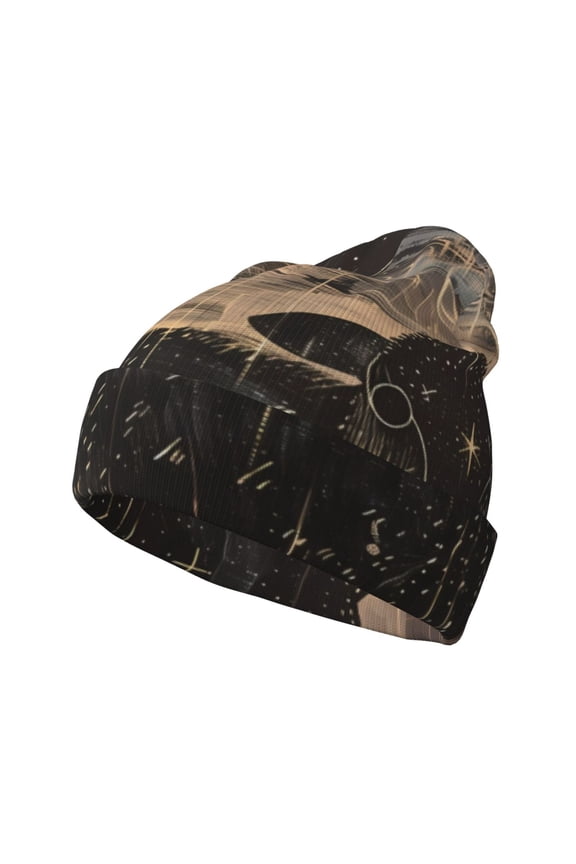 Starry Night Black Sheep for Men's Knit Cuffed Beanie for Outdoor Activities Unisex