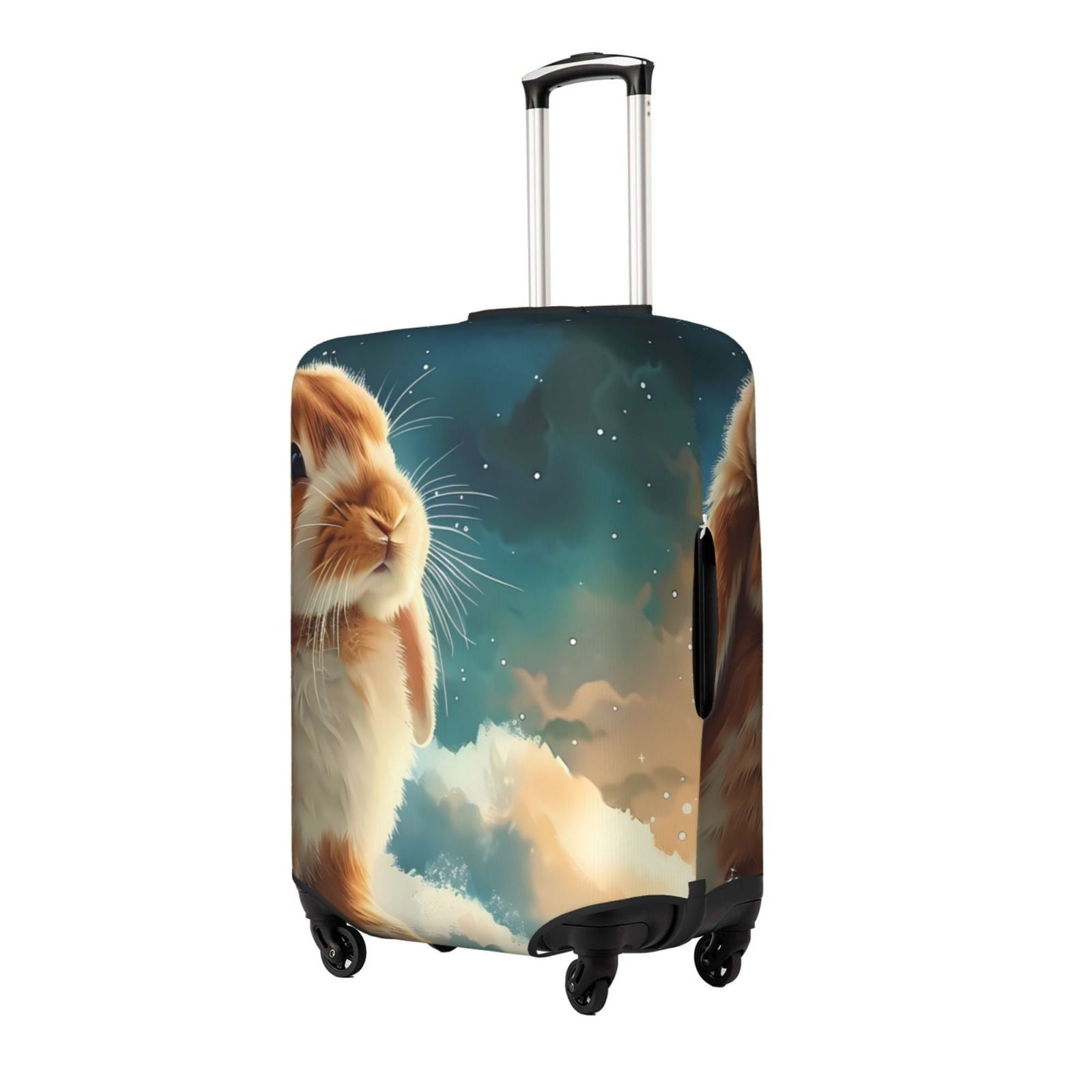 Floral Bunny Rabbit Pattern Print Luggage Cover Protector