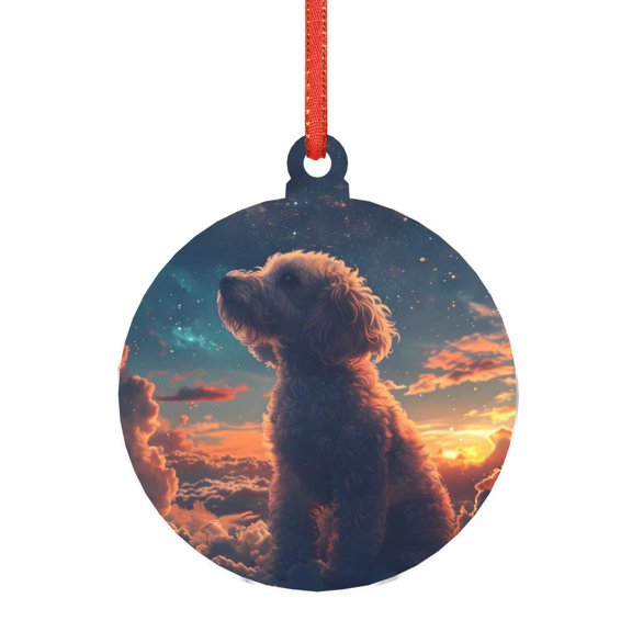 Hirioo Starry Sky Cloud Puppy for Acrylic Christmas Pendant Hanging Christmas Tree Ornaments, Car, Home, Office Gift Decor-Round Shape