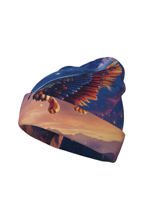 Starry Sky Flying Tiger for Men's Knit Cuffed Beanie for Outdoor Activities Unisex