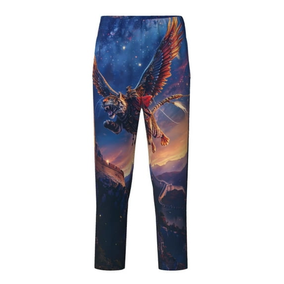 Hirioo Starry Sky Flying Tiger for Teenagers' Pajama Pants Womens Lounge Pants with Pockets Pj Bottoms Pants for Men-XS(5-6)