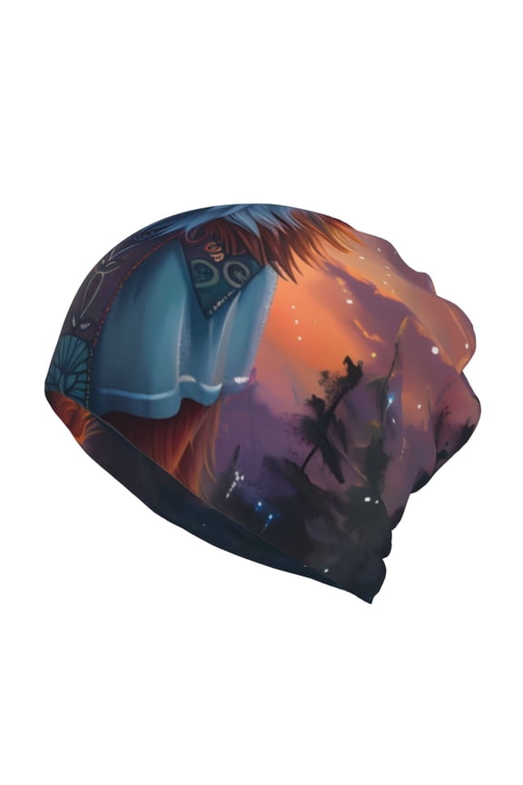 Starry Sky Meditating Fox for Multifunction Beanie Hat for Men and Women Unisex for Winter Sports, Outdoor Activities, and Daily Wear