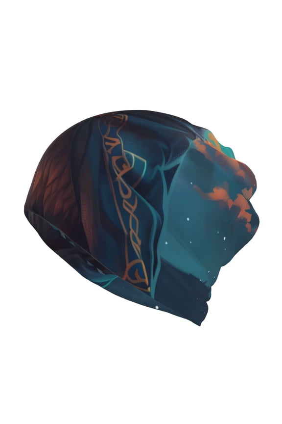 Starry Sky Moon Wolf Leader for Multifunction Beanie Hat for Men and Women Unisex for Winter Sports, Outdoor Activities, and Daily Wear