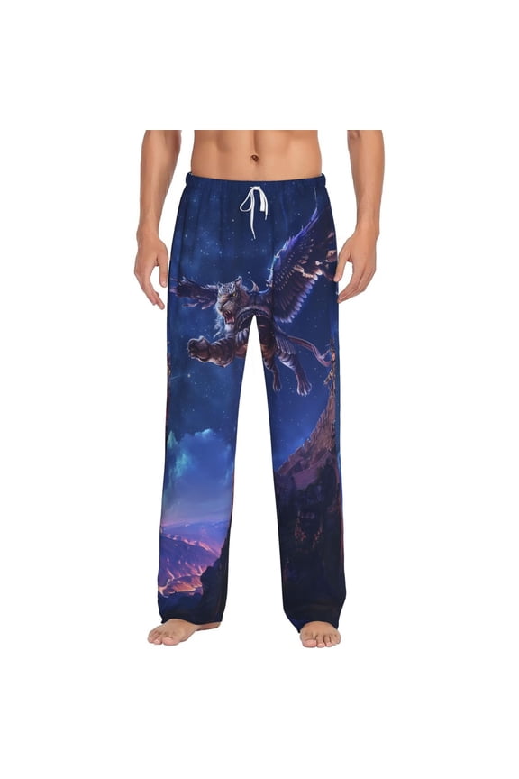 Starry Sky Wall Flying Tiger for Women's PJ Pajama Pants Sleep Pants Women's Home Trousers with Pockets,S-3XL-Large