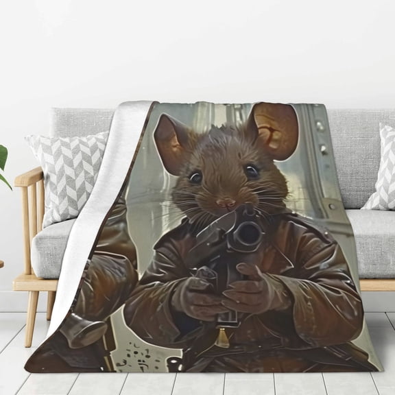 Hirioo Steampunk Space Mice Warriors for Flannel Blanket, Cozy and Warm Throw for Bed or Couch ,Perfect for All Seasons-80"x60"