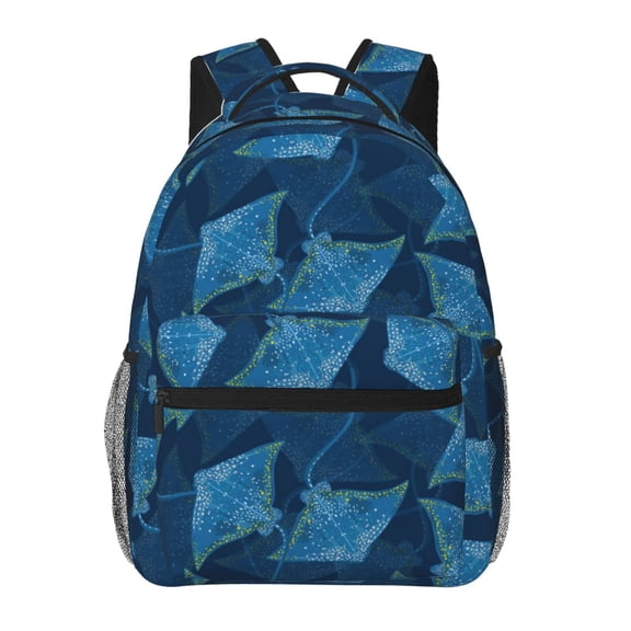 Hirioo Stingray Print Laptop Backpack Lightweight Casual Travel Daypack for College Workplace Travel