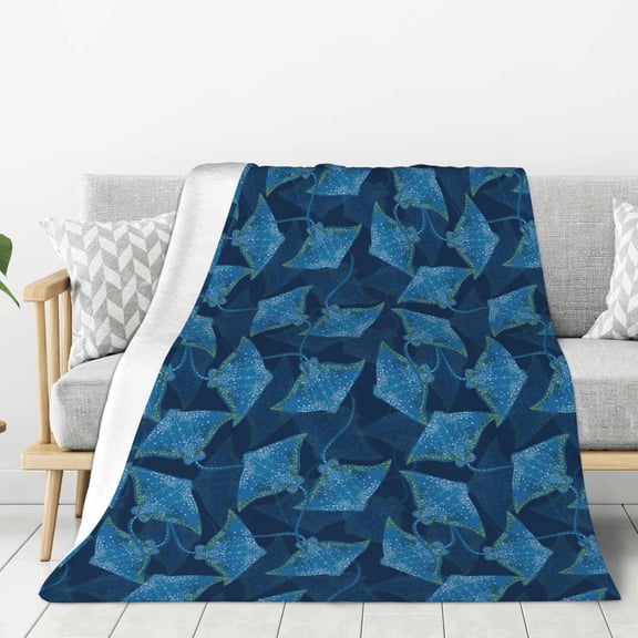 Hirioo Stingray for Flannel Blanket, Cozy and Warm Throw for Bed or Couch ,Perfect for All Seasons-80"x60"