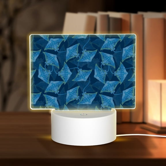 Hirioo Stingray for Rectangular Acrylic with Night Light Best Gifts for Lover Girl Mom, Valentine's Day Anniversary Birthday Wedding Present