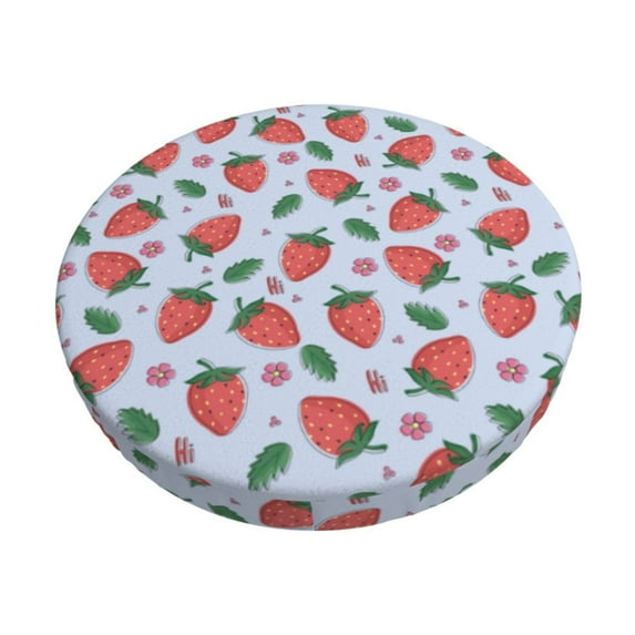 Hirioo Strawberries for Round Bar Stool Seat Covers Washable Stool Cushion Slipcover Elastic Bar Chair Covers for 12-14 Inch Chair-13 inch