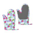 thumbnail image 1 of Hirioo Strawberry And Flowers for Silicone Oven Mitts for BBQ, Baking, Cooking, Set of 2, Heat Resistant 260℃, Non-Slip Kitchen Essentials, 1 of 6