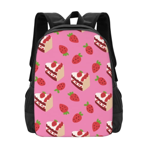 Hirioo Strawberry Cake for Minimalist Backpack Large Capacity Backpack Travel Backpack For School